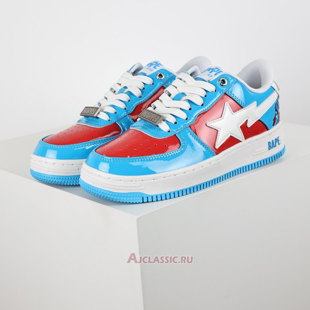 New A Bathing Ape x Marvel Comics BapeSta Low "Blue Captain America" 0ZXSHM191903J-BLP Shoes