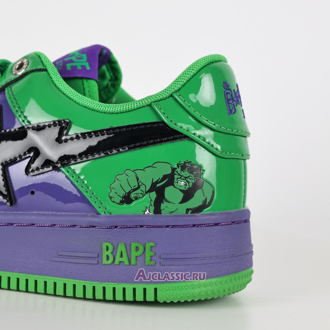 New A Bathing Ape x Marvel Comics BapeSta Low "Hulk" 0ZXSHM191904J-GRS Shoes
