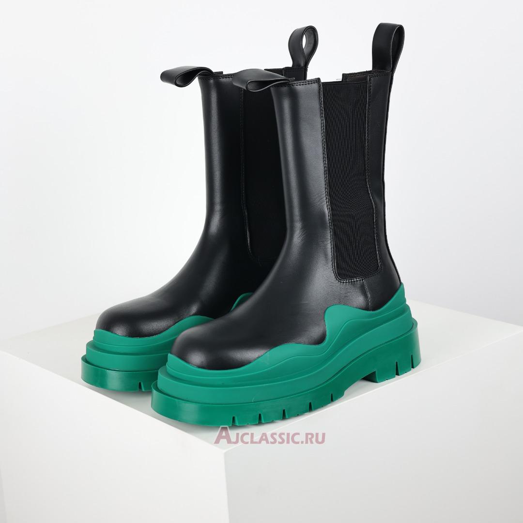New Bottega Veneta Tire Boot "Black Acid Turquoise" 630297VBS501489 Shoes