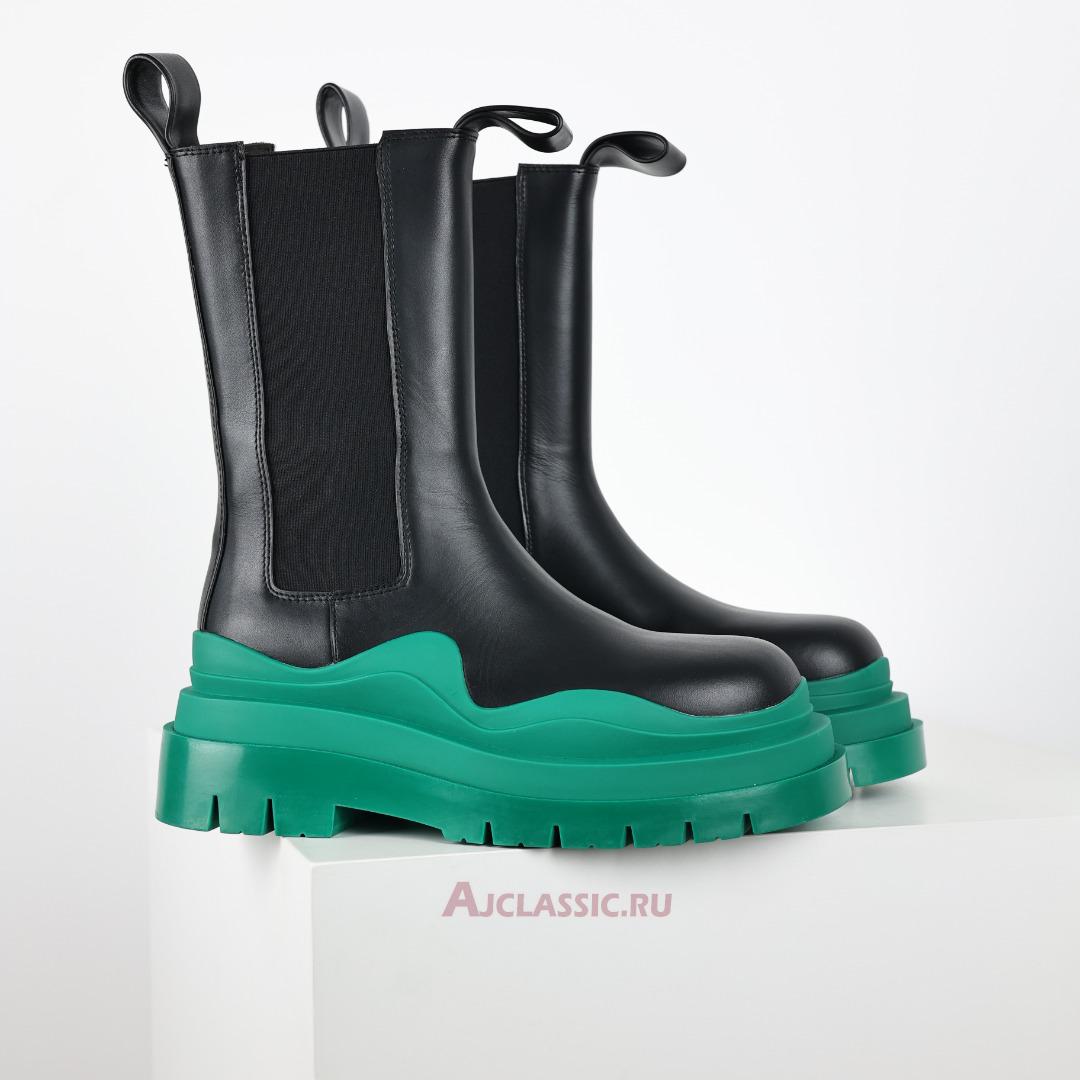 New Bottega Veneta Tire Boot "Black Acid Turquoise" 630297VBS501489 Shoes