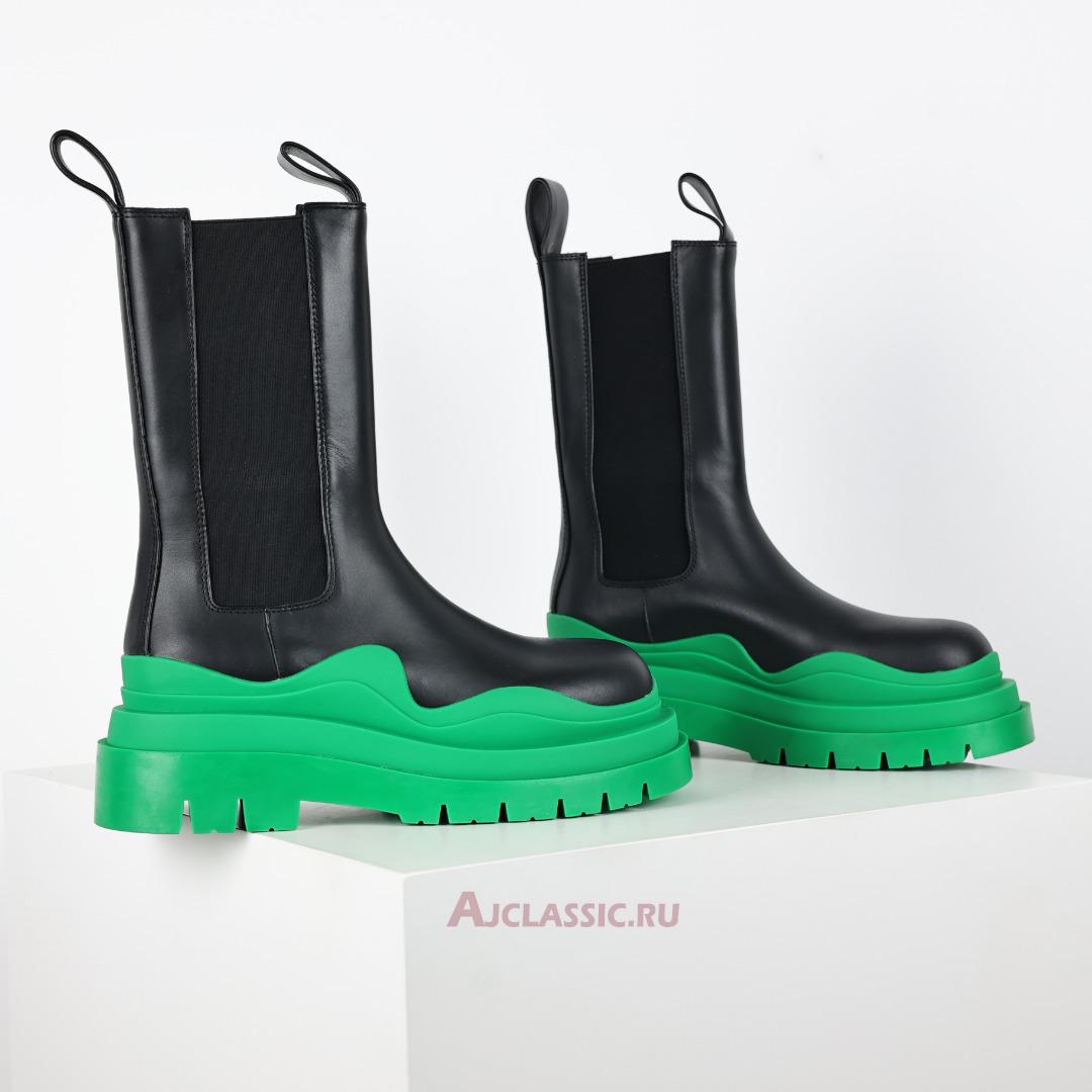 New Bottega Veneta BV Tire Chelsea Boot "Black Green" 630284VBS501477 Shoes