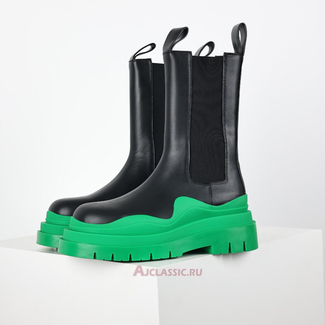 New Bottega Veneta BV Tire Chelsea Boot "Black Green" 630284VBS501477 Shoes