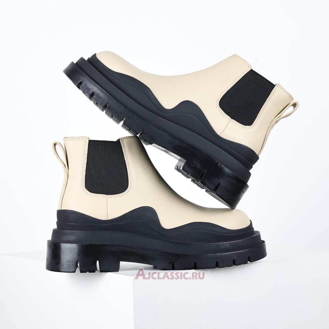 New Bottega Veneta Tire Ankle Chelsea Boot "Sea Salt Black" 630300VBS509049 Shoes