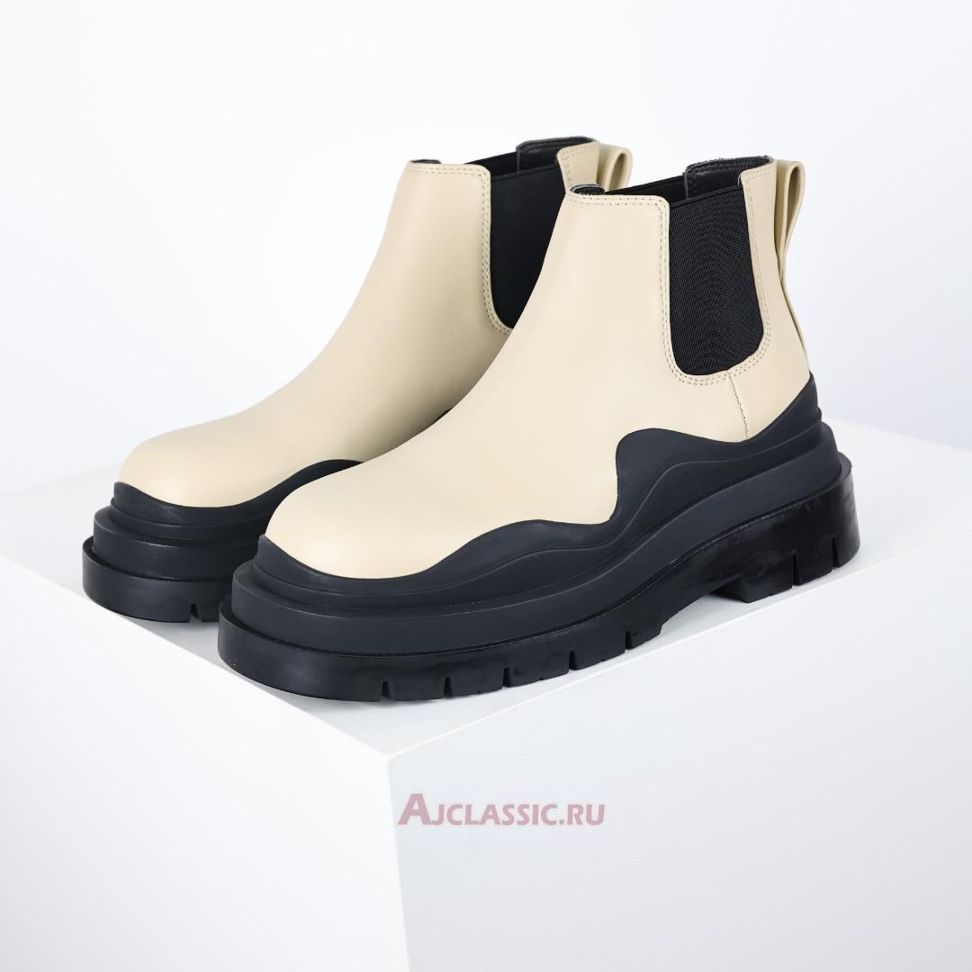 New Bottega Veneta Tire Ankle Chelsea Boot "Sea Salt Black" 630300VBS509049 Shoes