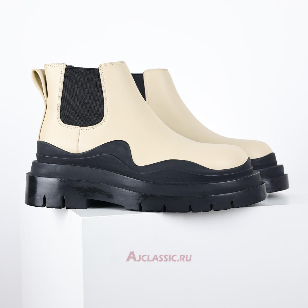 New Bottega Veneta Tire Ankle Chelsea Boot "Sea Salt Black" 630300VBS509049 Shoes