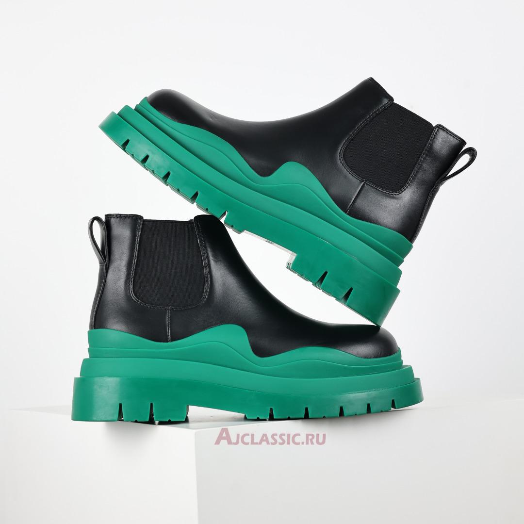 New Bottega Veneta Tire Cropped Boot "Black Acid Turquoise" 630300VBS501489 Shoes