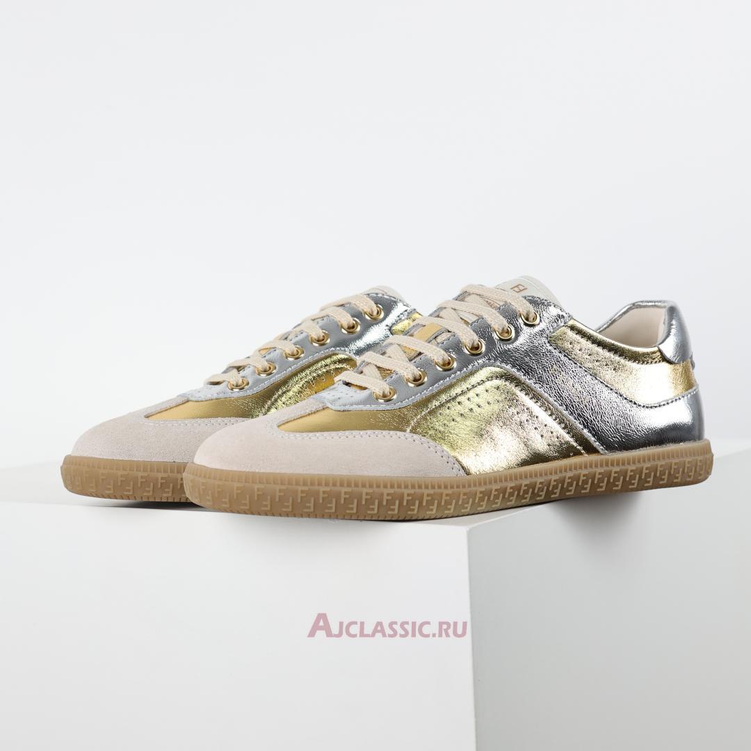 New Fendi Flair Leather "Glod Silver" 8E8503ARI4F1OH9-2 Shoes