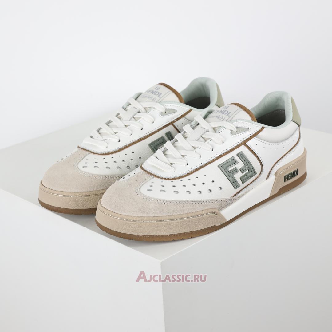 New Fendi Match Leather Suede Low Tops "White Brown" 8E8670ASB2F1RUX Shoes