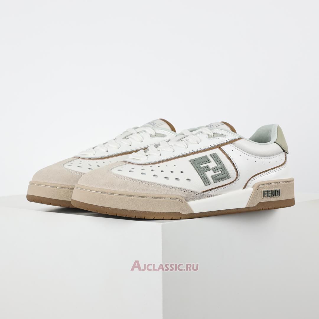New Fendi Match Leather Suede Low Tops "White Brown" 8E8670ASB2F1RUX Shoes