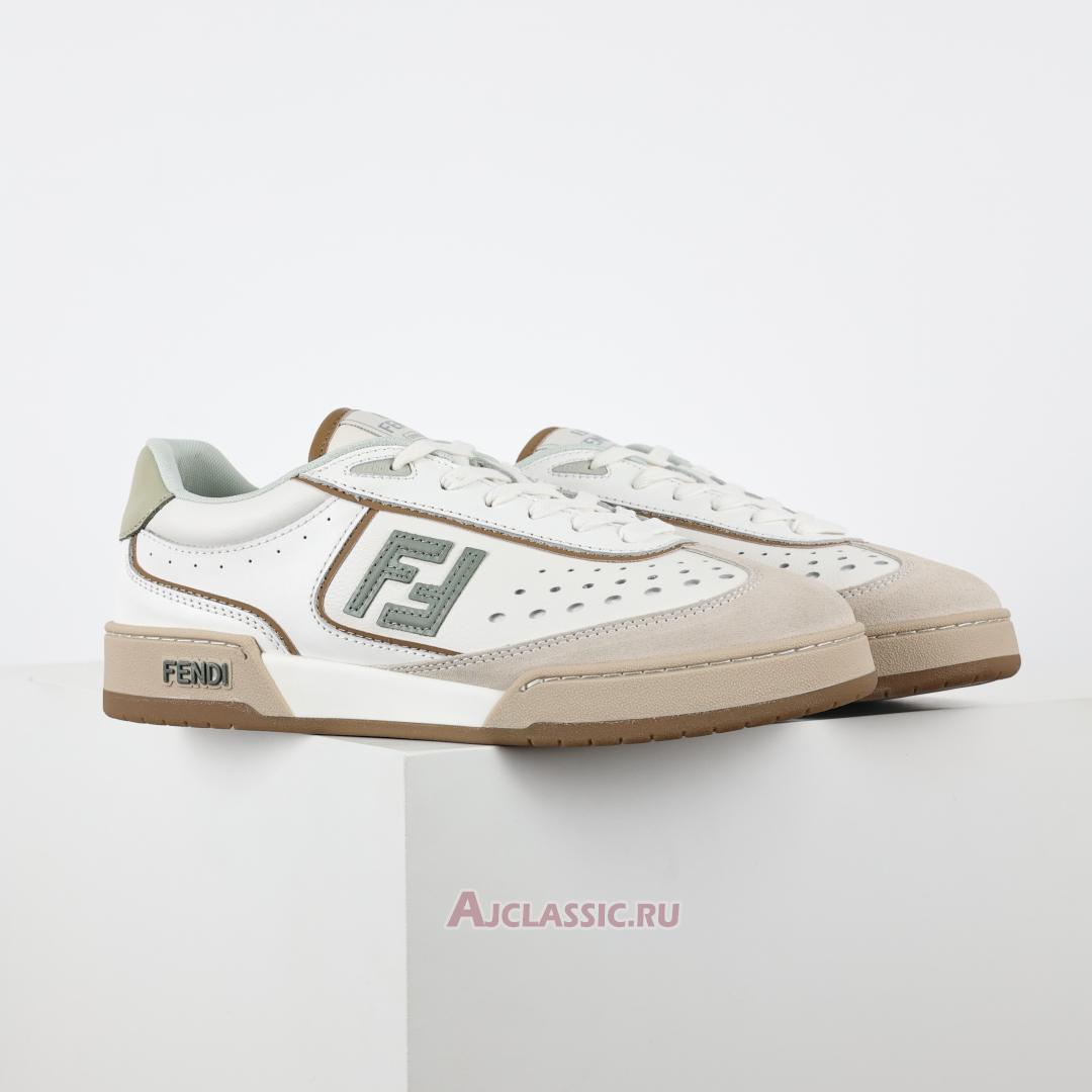 New Fendi Match Leather Suede Low Tops "White Brown" 8E8670ASB2F1RUX Shoes