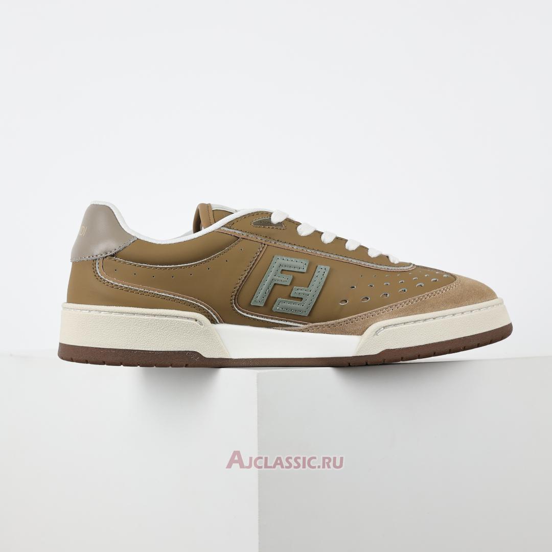 New Fendi Match Leather Suede Low Tops "Brown Green" 8E8670ASB2F1RUX-2 Shoes