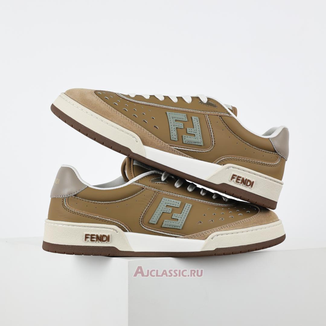 New Fendi Match Leather Suede Low Tops "Brown Green" 8E8670ASB2F1RUX-2 Shoes