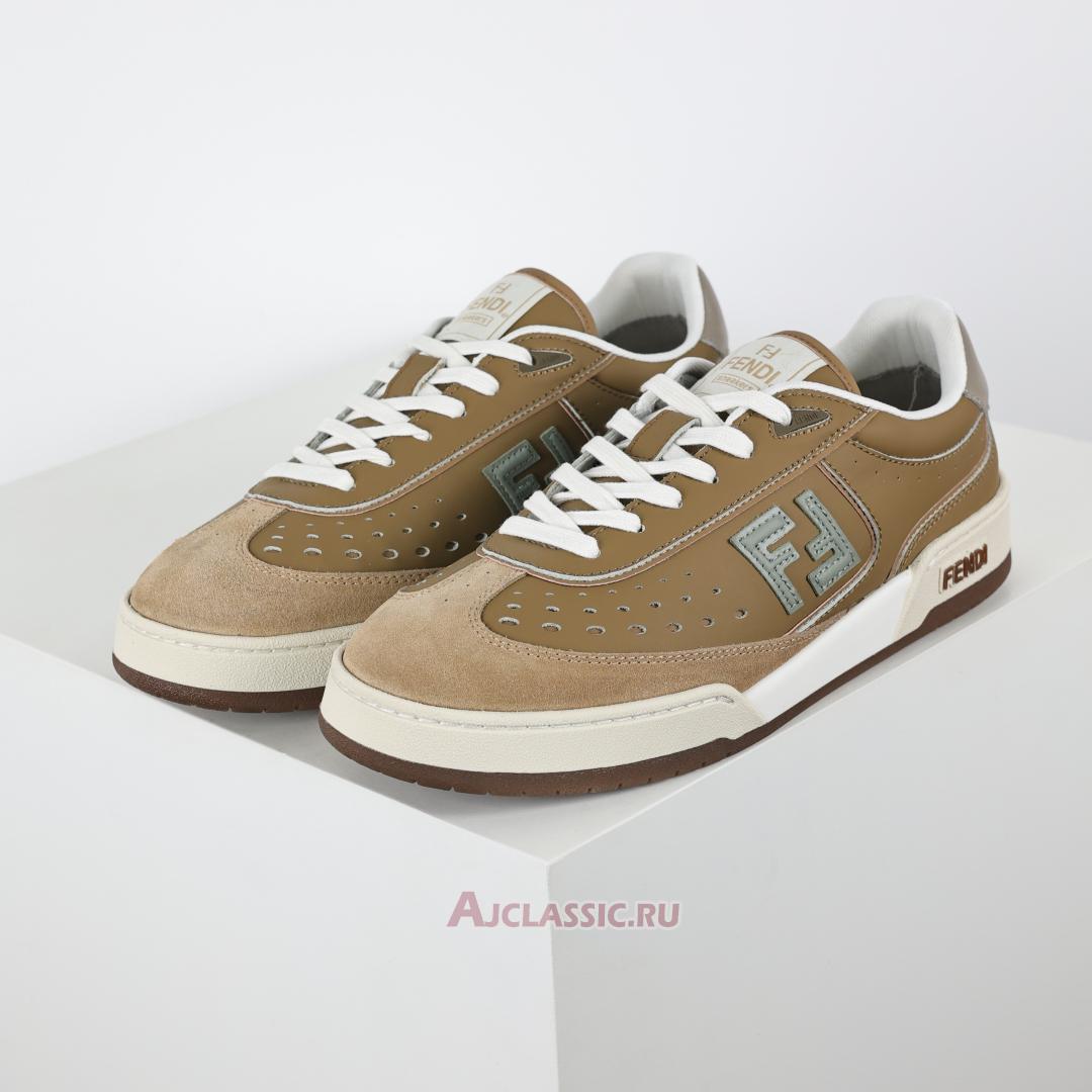 New Fendi Match Leather Suede Low Tops "Brown Green" 8E8670ASB2F1RUX-2 Shoes