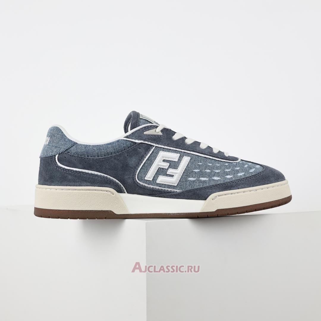 New Fendi Match Fabric Suede Low Tops "Blue Denim" 8E8670ASB3F1SV1-2 Shoes