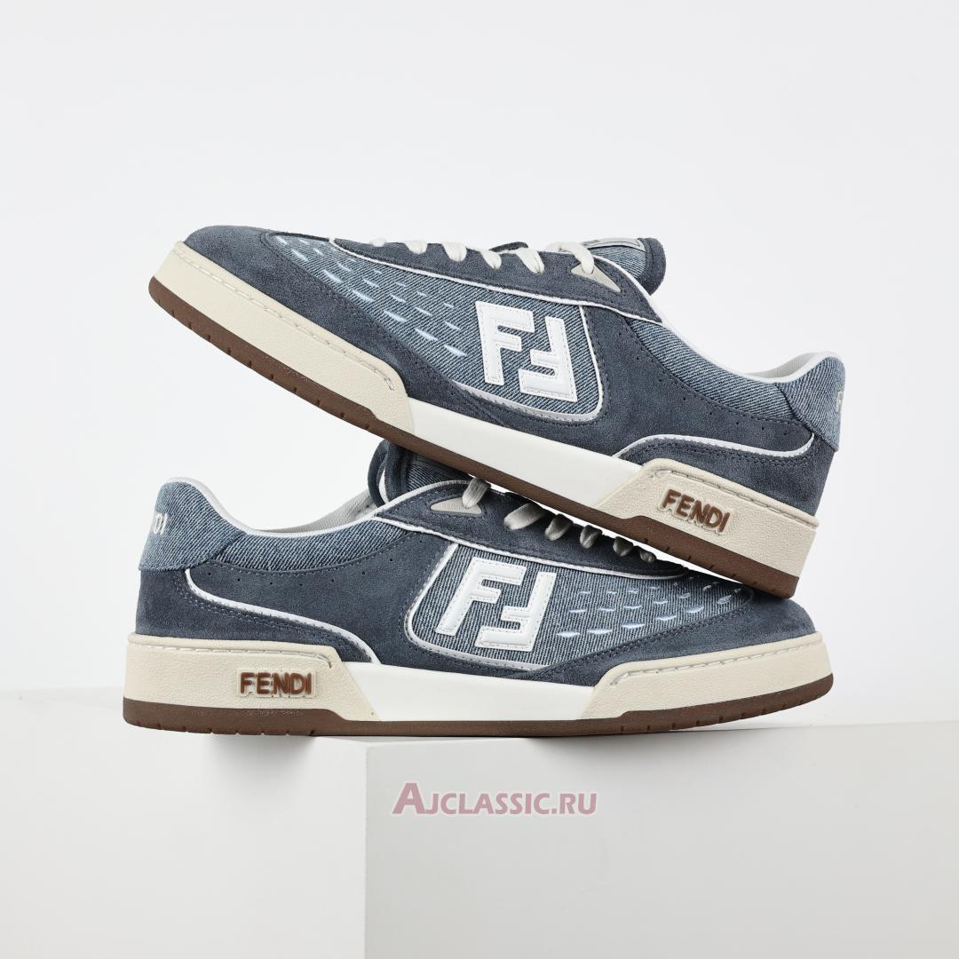 New Fendi Match Fabric Suede Low Tops "Blue Denim" 8E8670ASB3F1SV1-2 Shoes