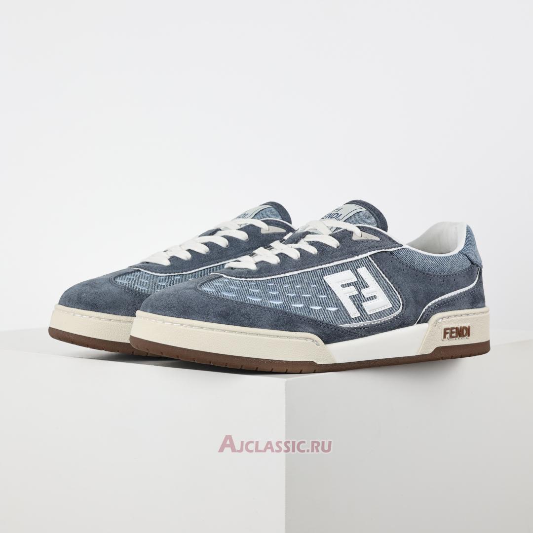 New Fendi Match Fabric Suede Low Tops "Blue Denim" 8E8670ASB3F1SV1-2 Shoes