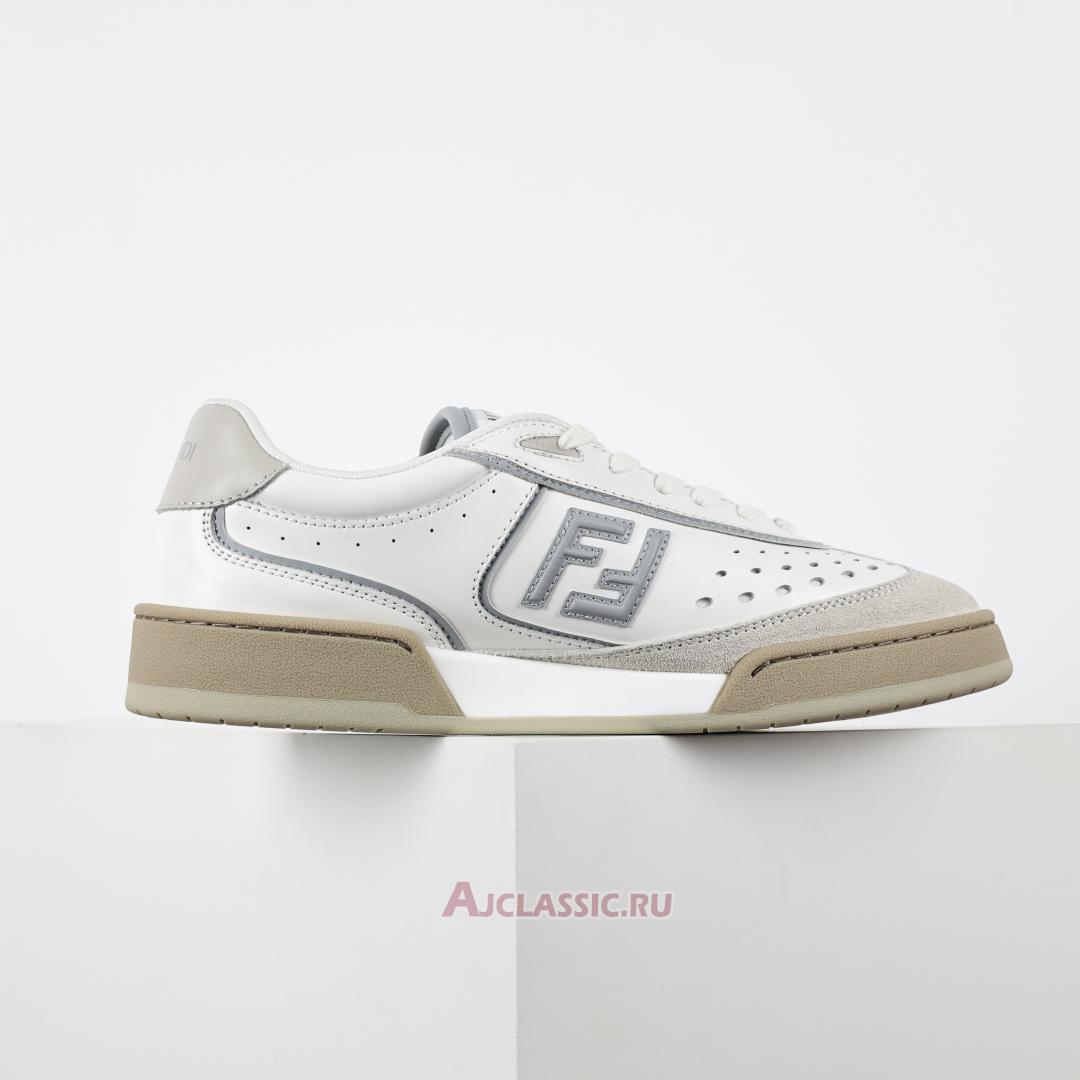 New Fendi Match Leather Suede Low Tops "White Grey" 8E8670ASB2F1RUX-3 Shoes