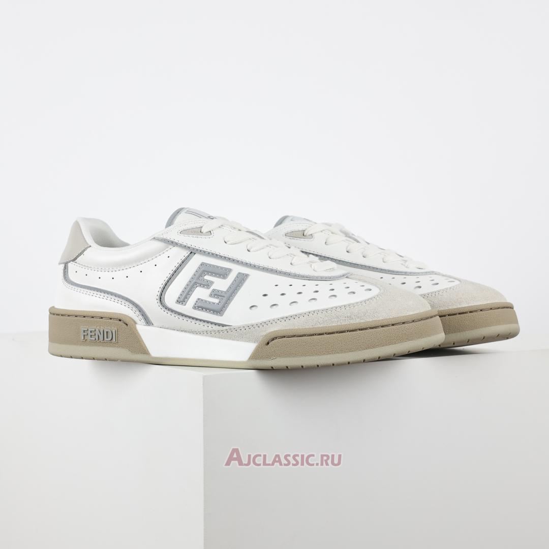 New Fendi Match Leather Suede Low Tops "White Grey" 8E8670ASB2F1RUX-3 Shoes