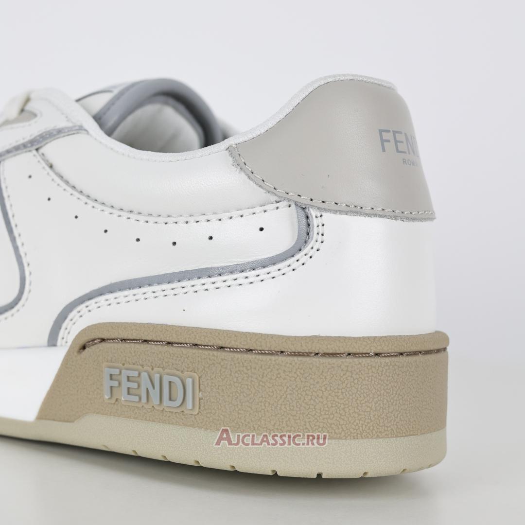 New Fendi Match Leather Suede Low Tops "White Grey" 8E8670ASB2F1RUX-3 Shoes