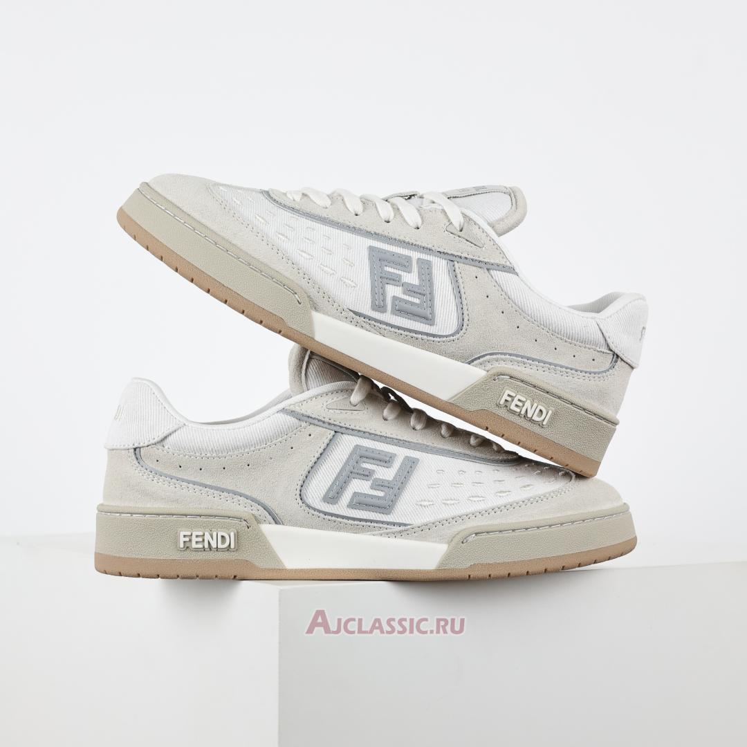 New Fendi Match Fabric Suede Low Tops "Grey White" 8E8670ASB2F1RUX-4 Shoes