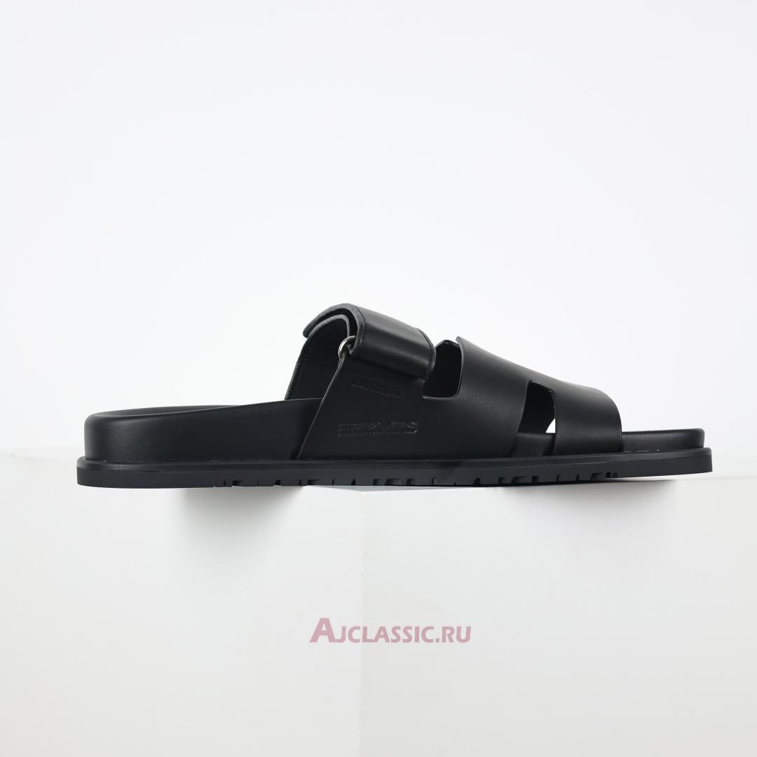 New Hermes Chypre Sandal Leather "Noir Calfskin" H222000ZH01390 Shoes