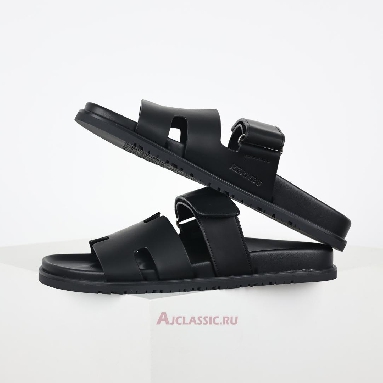 Buy Hermes Chypre Sandal Leather Noir Calfskin Black H222000ZH01390 Quality Reps Replicas Shoes
