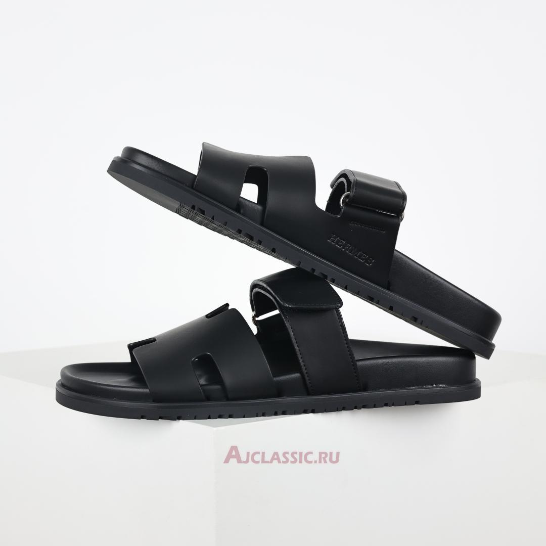 New Hermes Chypre Sandal Leather "Noir Calfskin" H222000ZH01390 Shoes