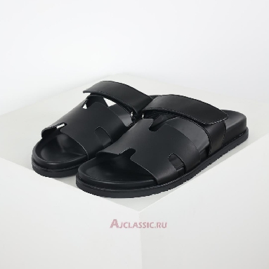 Buy Hermes Chypre Sandal Leather Noir Calfskin Black H222000ZH01390 Quality Reps Replicas Shoes