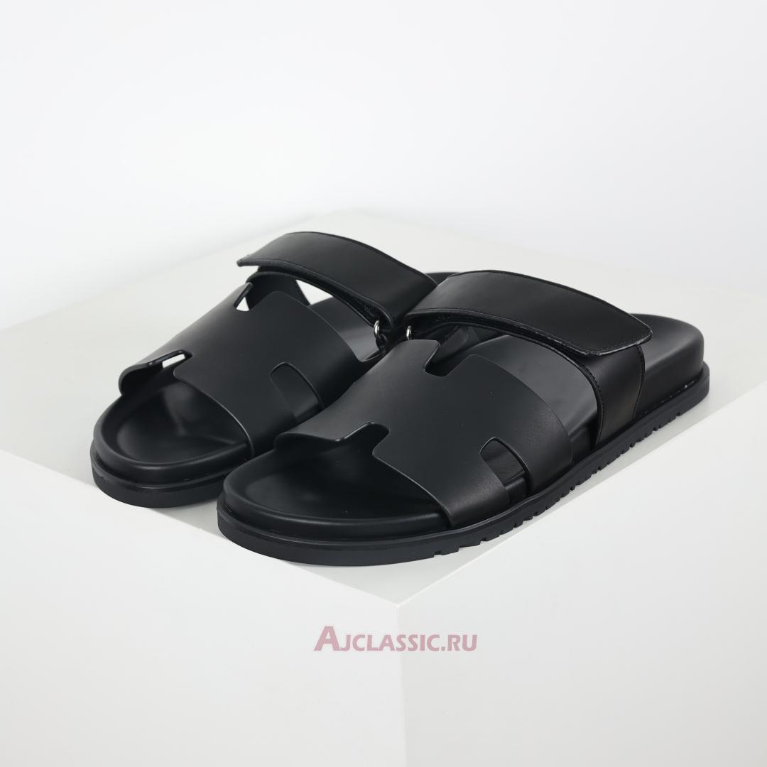 New Hermes Chypre Sandal Leather "Noir Calfskin" H222000ZH01390 Shoes