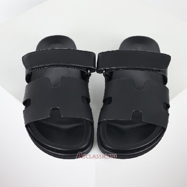 Buy Hermes Chypre Sandal Leather Noir Calfskin Black H222000ZH01390 Quality Reps Replicas Shoes
