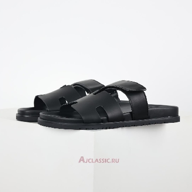 Buy Hermes Chypre Sandal Leather Noir Calfskin Black H222000ZH01390 Quality Reps Replicas Shoes