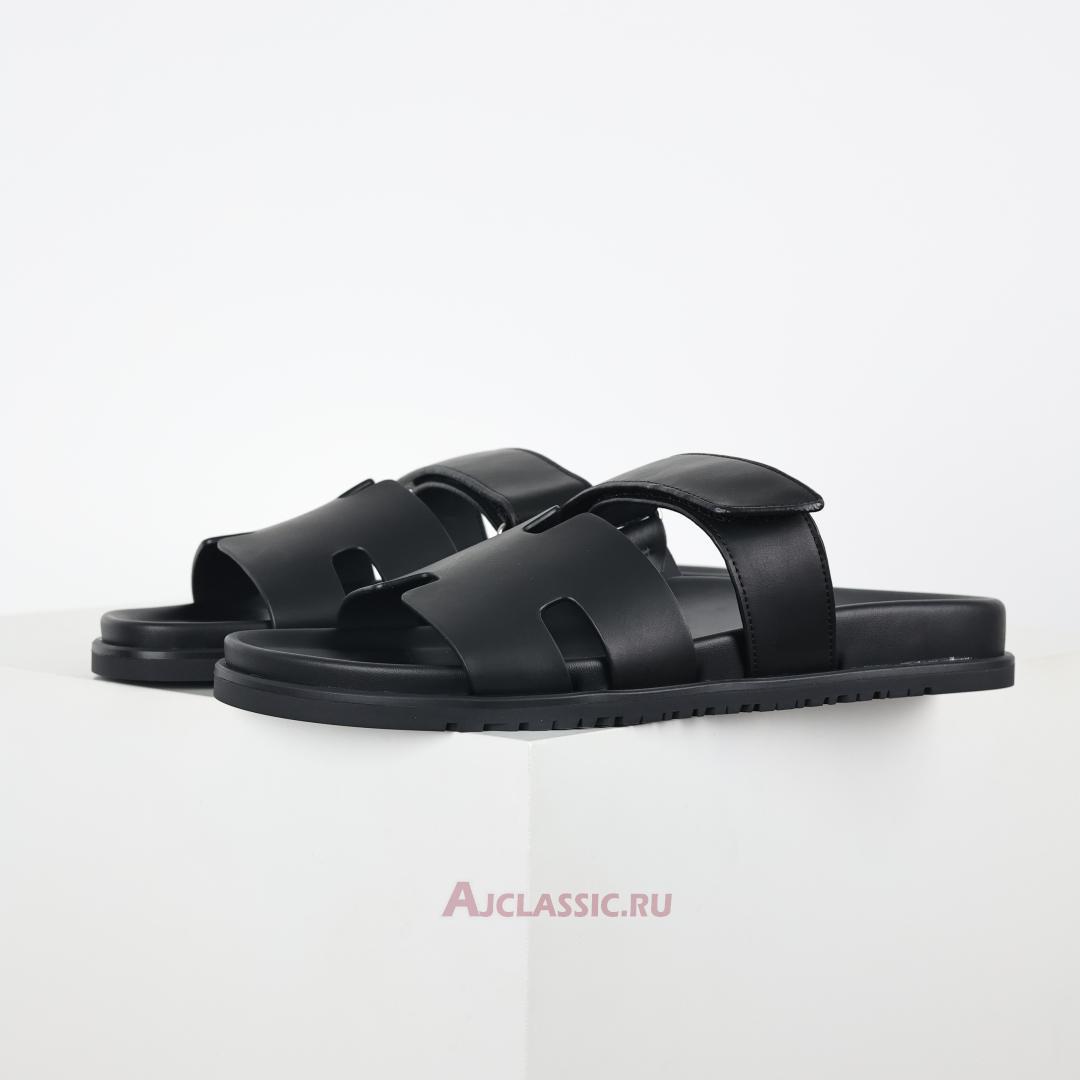 New Hermes Chypre Sandal Leather "Noir Calfskin" H222000ZH01390 Shoes