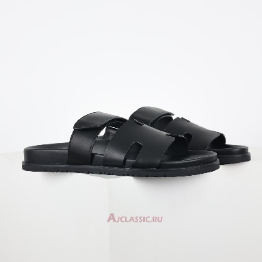 Buy Hermes Chypre Sandal Leather Noir Calfskin Black H222000ZH01390 Quality Reps Replicas Shoes