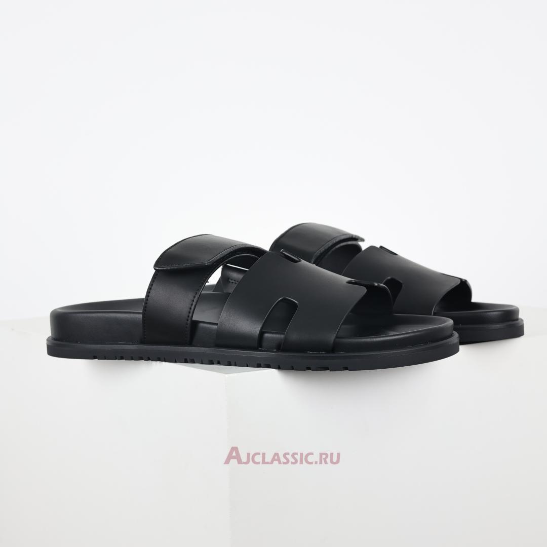 New Hermes Chypre Sandal Leather "Noir Calfskin" H222000ZH01390 Shoes