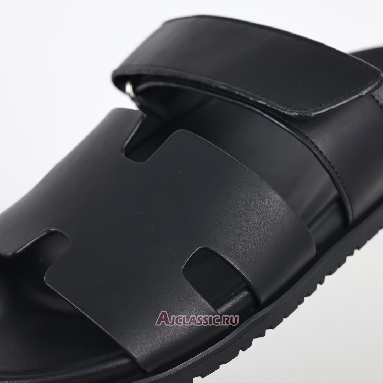 Buy Hermes Chypre Sandal Leather Noir Calfskin Black H222000ZH01390 Quality Reps Replicas Shoes