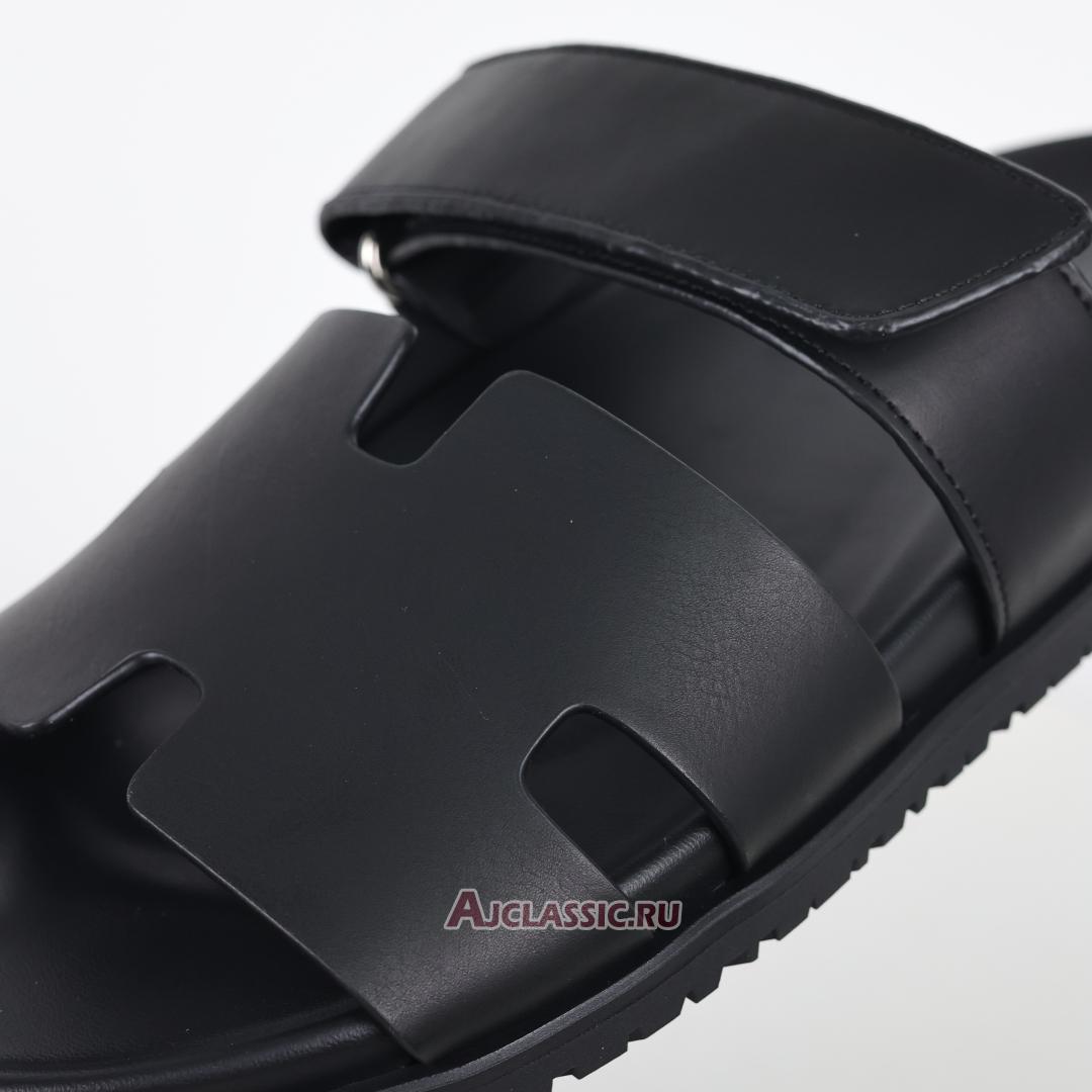 New Hermes Chypre Sandal Leather "Noir Calfskin" H222000ZH01390 Shoes