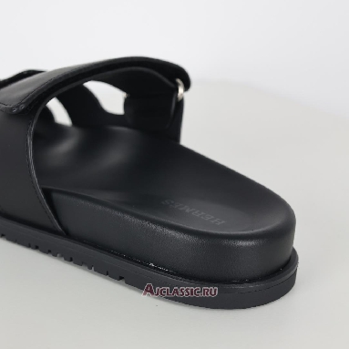 Buy Hermes Chypre Sandal Leather Noir Calfskin Black H222000ZH01390 Quality Reps Replicas Shoes