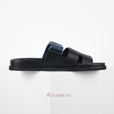 Buy Hermes Chypre Sandal Leather Black Blue Black H222857Z-H02 Quality Reps Replicas Shoes