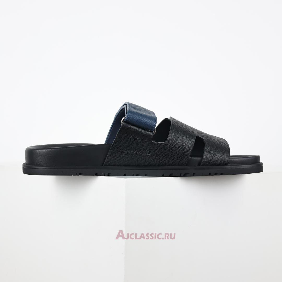 New Hermes Chypre Sandal Leather "Black Blue" H222857Z-H02 Shoes