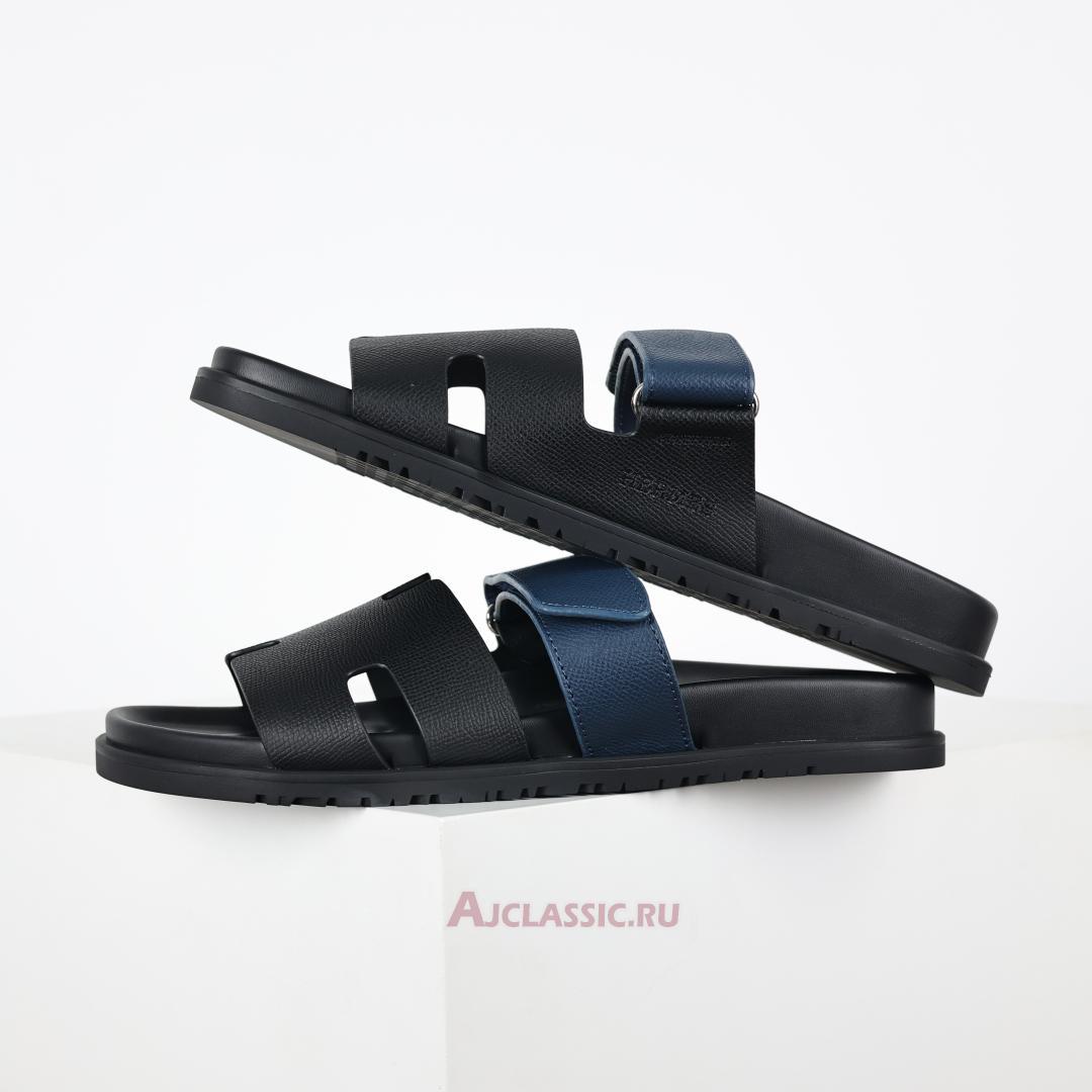 New Hermes Chypre Sandal Leather "Black Blue" H222857Z-H02 Shoes