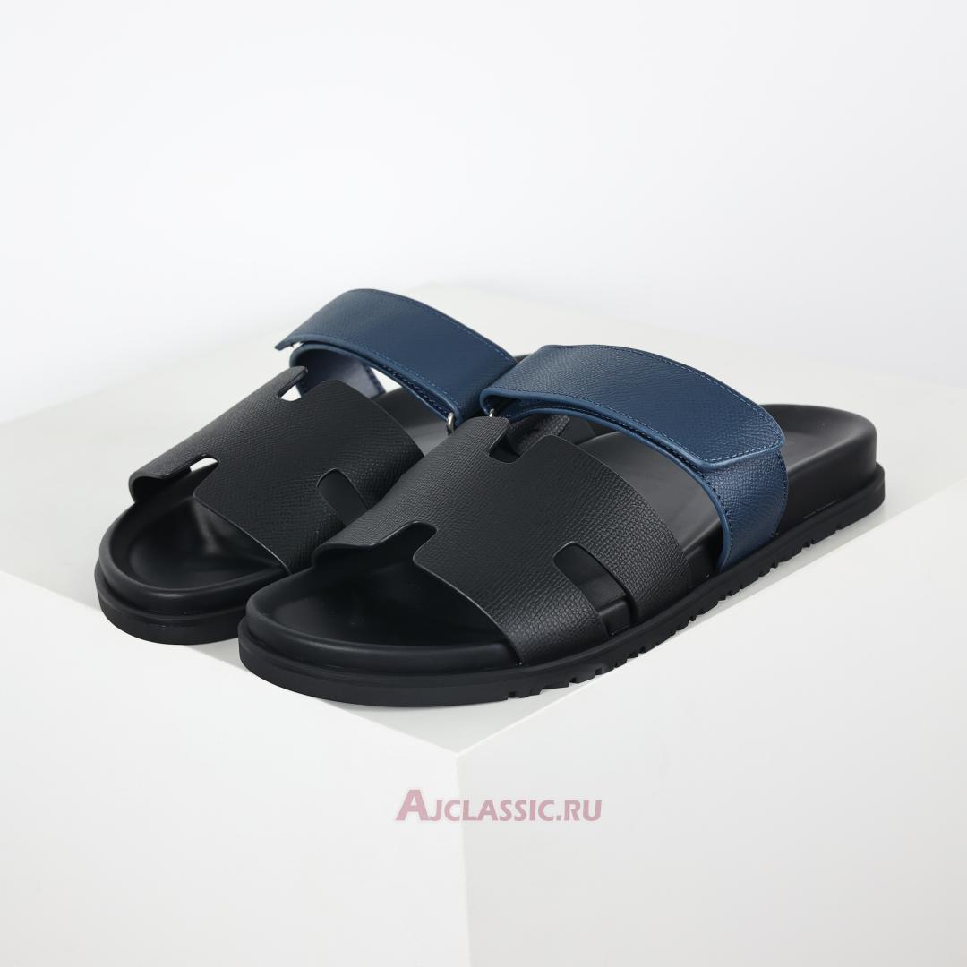 New Hermes Chypre Sandal Leather "Black Blue" H222857Z-H02 Shoes