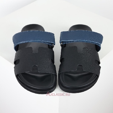 Buy Hermes Chypre Sandal Leather Black Blue Black H222857Z-H02 Quality Reps Replicas Shoes