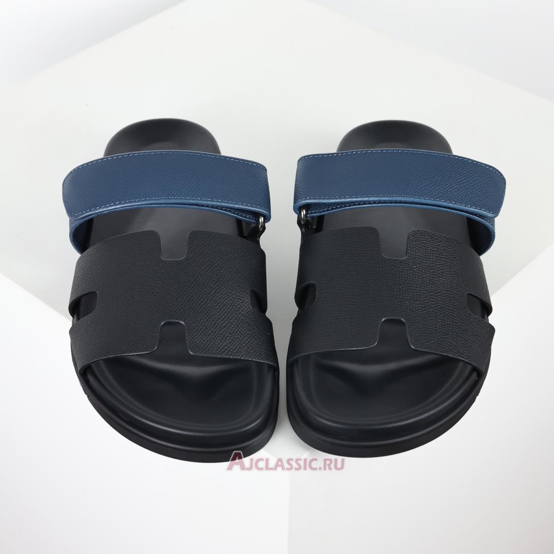 New Hermes Chypre Sandal Leather "Black Blue" H222857Z-H02 Shoes