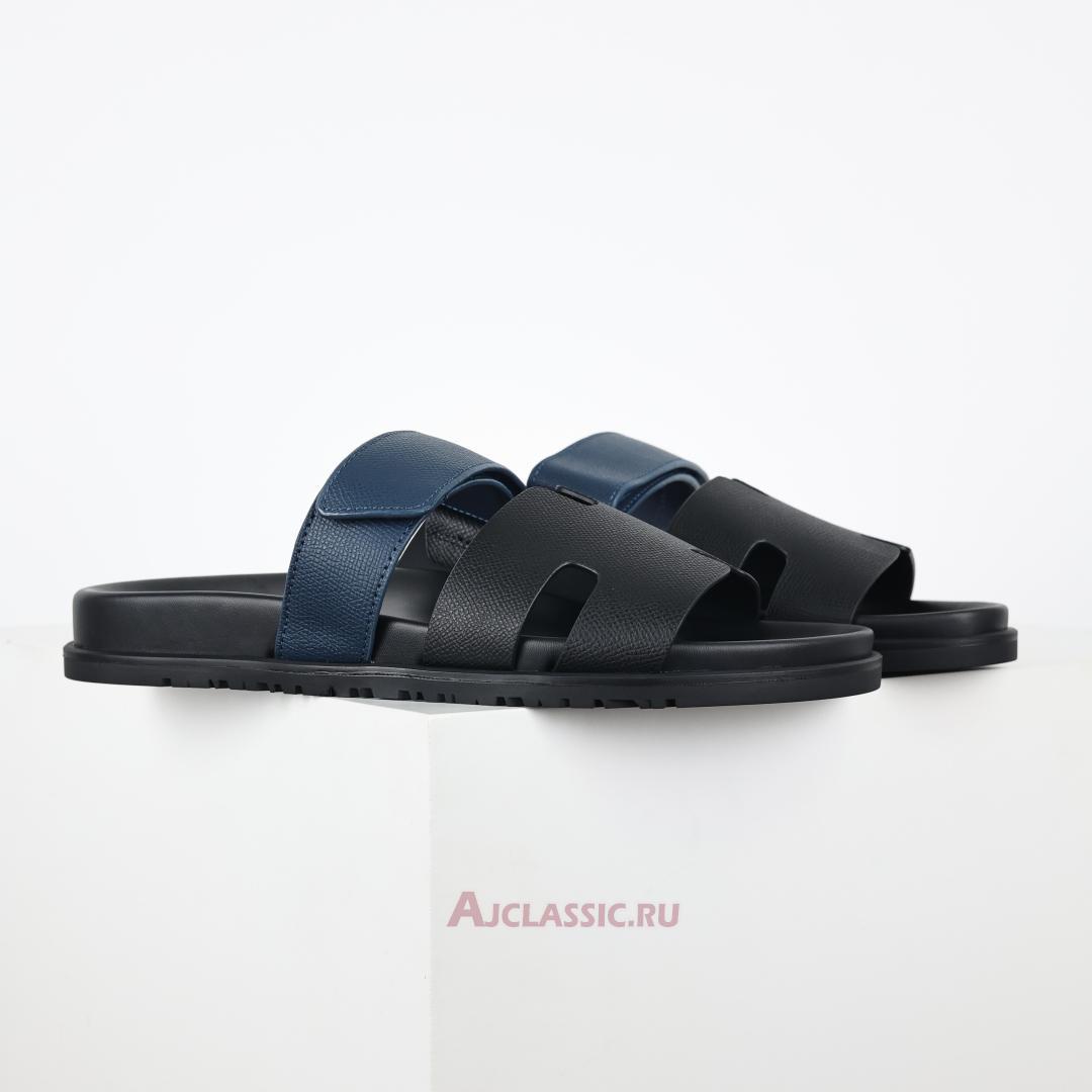 New Hermes Chypre Sandal Leather "Black Blue" H222857Z-H02 Shoes