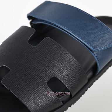 Buy Hermes Chypre Sandal Leather Black Blue Black H222857Z-H02 Quality Reps Replicas Shoes