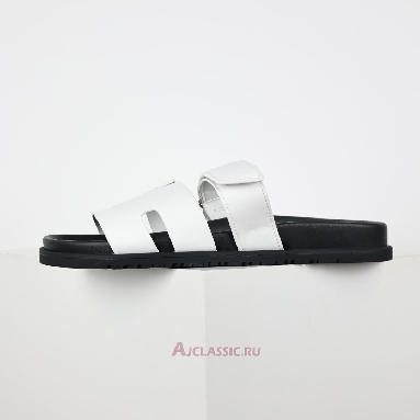 Buy Hermes Chypre Sandal Leather White Black White H222100Z90360 Quality Reps Replicas Shoes