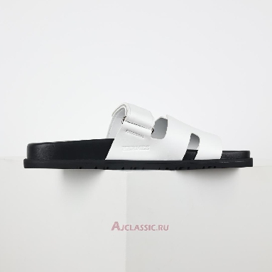 Buy Hermes Chypre Sandal Leather White Black White H222100Z90360 Quality Reps Replicas Shoes
