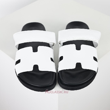 Buy Hermes Chypre Sandal Leather White Black White H222100Z90360 Quality Reps Replicas Shoes