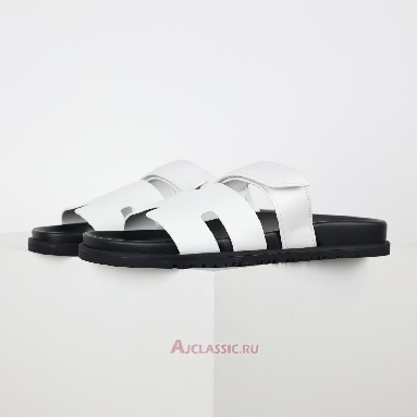Buy Hermes Chypre Sandal Leather White Black White H222100Z90360 Quality Reps Replicas Shoes