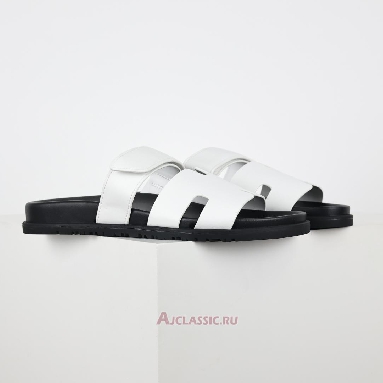 Buy Hermes Chypre Sandal Leather White Black White H222100Z90360 Quality Reps Replicas Shoes